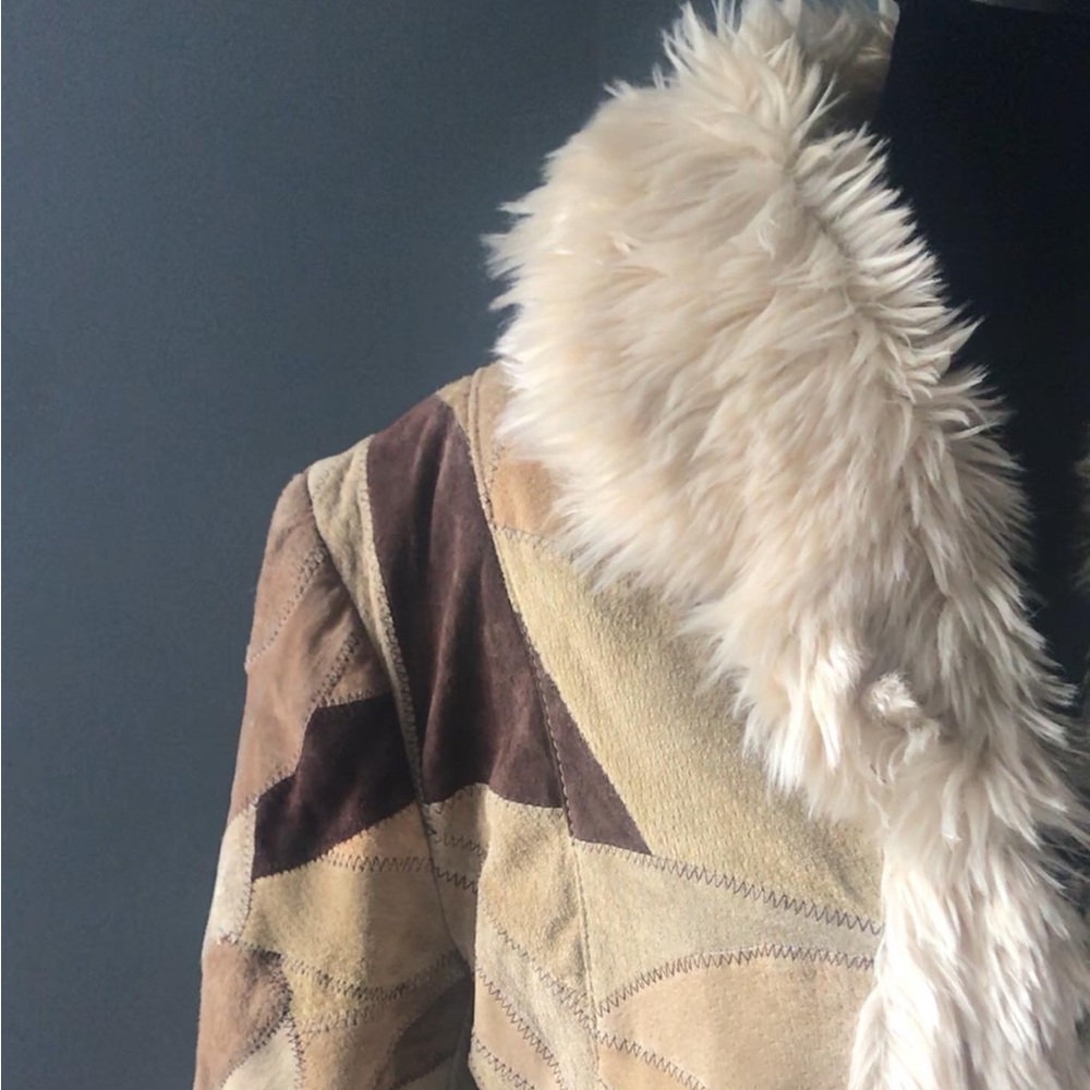 Tower Hill Collection | genuine leather {shell} patchwork jacket | size: M